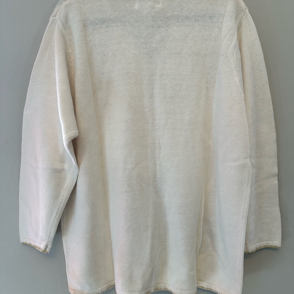 NWT Vintage Early 90’s Arriviste Cream Cardigan with Gold Floral Design Large - Picture 7 of 8